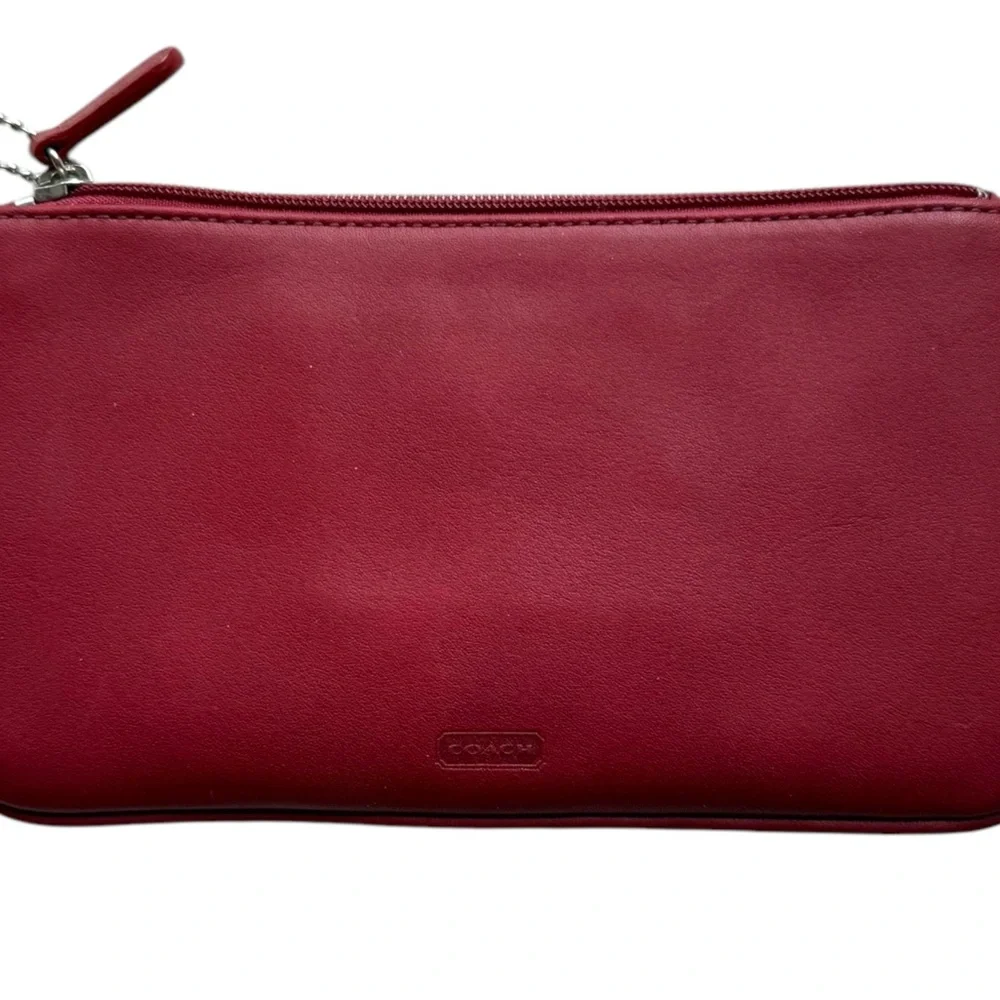 Vintage Red Coach Leather pouch cash wallet cosmetic makeup bag - Picture 6 of 10